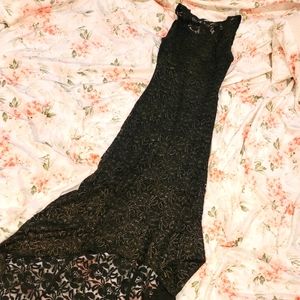 Black and gold lace high-low dress